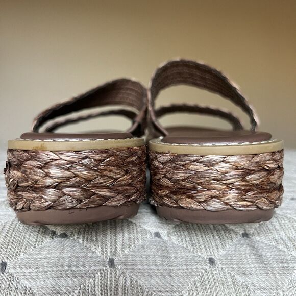 Splendid Goldi Braided Espresso Brown Raffia Sandals Women 9 Platform Wide Strap - Picture 12 of 16